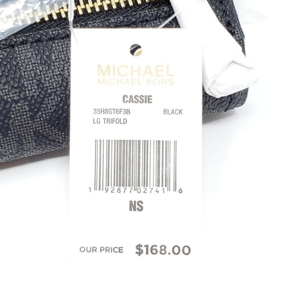Michael Kors Cassie Large Tri Fold Wallet Black - Picture 5 of 5